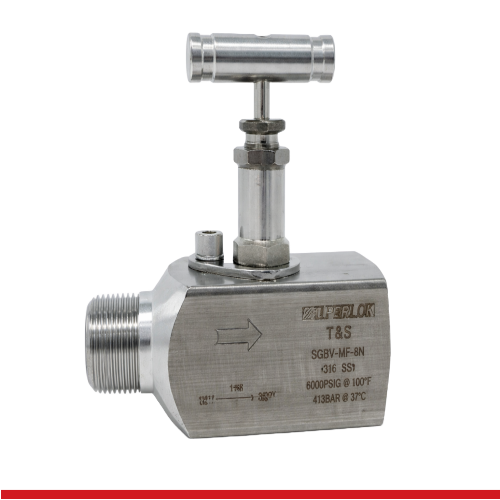 SGBV2-MF-8N 1/2" MNPT X 1/2" FNPT, PTFE PACKING, 6000 PSI, BLEED VALVE