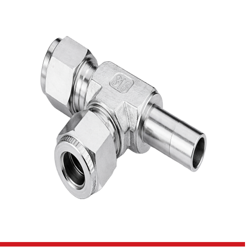 SART-4-S316 1/4" O.D. X 1/4" TUBE STUB, RUN TEE ADAPTER