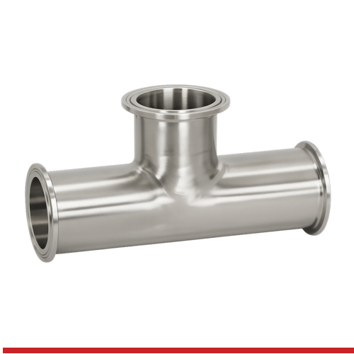 7WWMS-3-7-304 3" WELD END TEE W/ SHORT OUTLET CLAMP - 7WWMS, 304SS, POLISHED