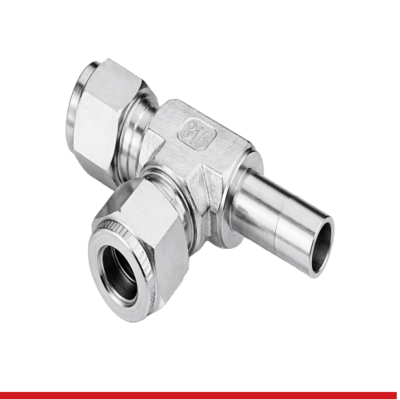 SART-4-S316 1/4" O.D. X 1/4" TUBE STUB, RUN TEE ADAPTER