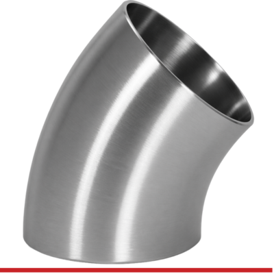 L2KS-.50-7-316 1/2" BUTT WELD END LONG 45 DEGREE ELBOW - L2KS, 316SS, POLISHED